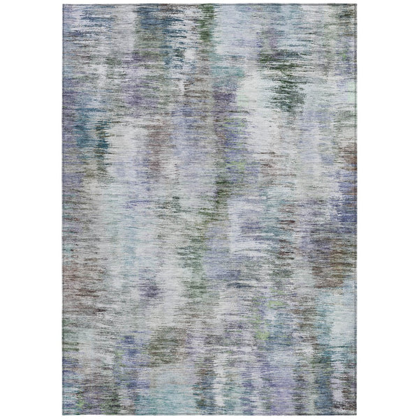 Homeroots 3' Inviting Green Gray And Purple Abstract Washable Indoor Outdoor Area Rug For Versatile Spaces 3' X 5' Polyester 587836