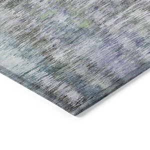 Homeroots 3' Inviting Green Gray And Purple Abstract Washable Indoor Outdoor Area Rug For Versatile Spaces 5' X 8' Polyester 587837
