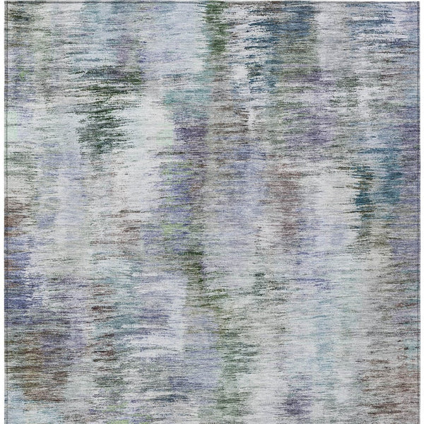 Homeroots 3' Inviting Green Gray And Purple Abstract Washable Indoor Outdoor Area Rug For Versatile Spaces 9' X 12' Polyester 587840