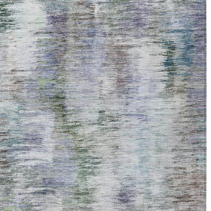 Homeroots 3' Inviting Green Gray And Purple Abstract Washable Indoor Outdoor Area Rug For Versatile Spaces 9' X 12' Polyester 587840