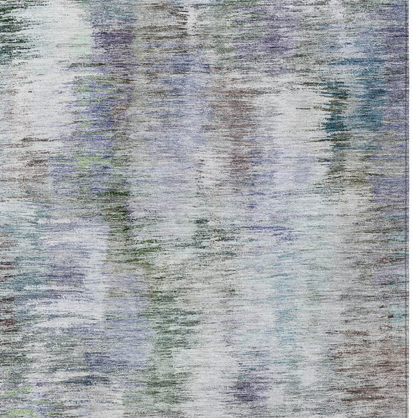 Homeroots 3' Inviting Green Gray And Purple Abstract Washable Indoor Outdoor Area Rug For Versatile Spaces 9' X 12' Polyester 587840