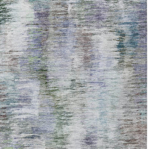 Homeroots 3' Inviting Green Gray And Purple Abstract Washable Indoor Outdoor Area Rug For Versatile Spaces 10' X 14' Polyester 587841