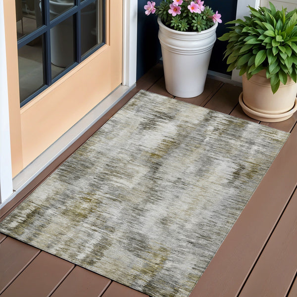 Homeroots 3' Inviting Green Gray And Purple Abstract Washable Indoor Outdoor Area Rug For Versatile Spaces 3' X 5' Polyester 587842