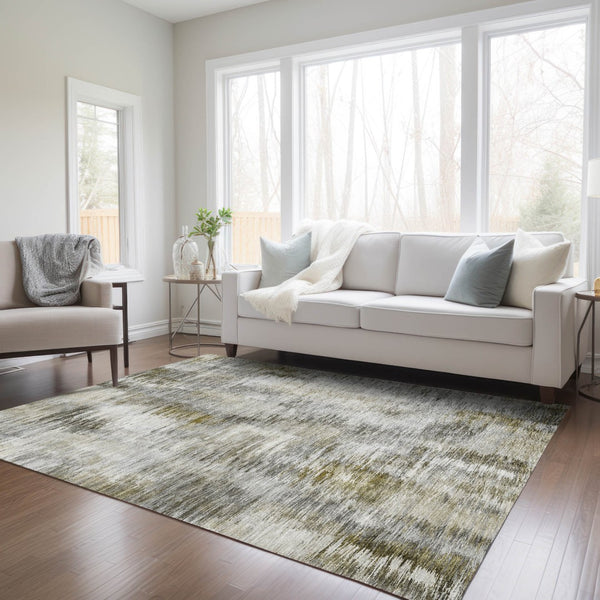 Homeroots 3' Inviting Green Gray And Purple Abstract Washable Indoor Outdoor Area Rug For Versatile Spaces 3' X 5' Polyester 587842