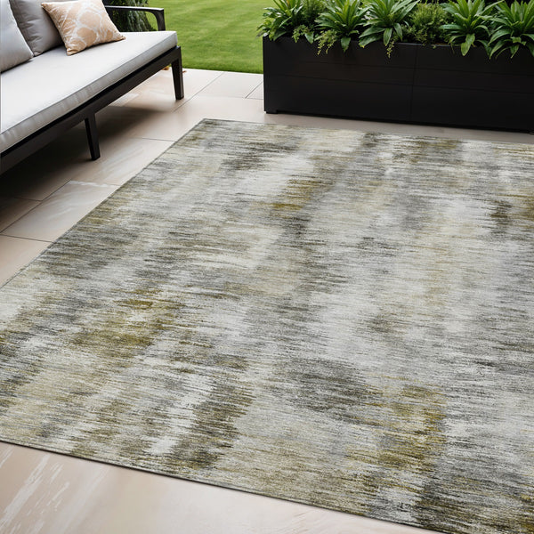 Homeroots 3' Inviting Green Gray And Purple Abstract Washable Indoor Outdoor Area Rug For Versatile Spaces 5' X 8' Polyester 587843