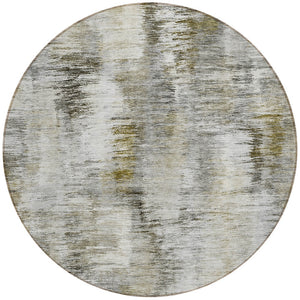 Homeroots 3' Inviting Green Gray And Purple Abstract Washable Indoor Outdoor Area Rug For Versatile Spaces 8' Round Polyester 587844