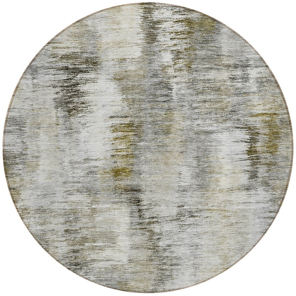 Homeroots 3' Inviting Green Gray And Purple Abstract Washable Indoor Outdoor Area Rug For Versatile Spaces 8' Round Polyester 587844