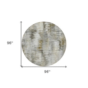 Homeroots 3' Inviting Green Gray And Purple Abstract Washable Indoor Outdoor Area Rug For Versatile Spaces 8' Round Polyester 587844