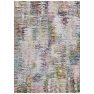 Homeroots 3' Inviting Green Gray And Purple Abstract Washable Indoor Outdoor Area Rug For Versatile Spaces 8' X 10' Polyester 587851