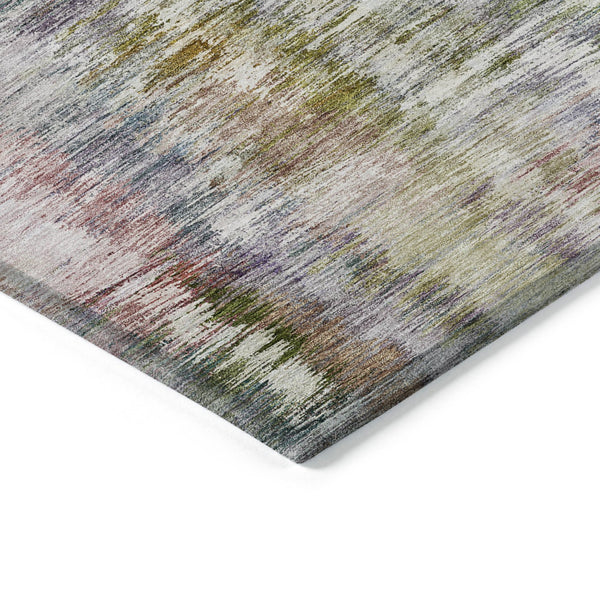 Homeroots 3' Inviting Green Gray And Purple Abstract Washable Indoor Outdoor Area Rug For Versatile Spaces 9' X 12' Polyester 587852