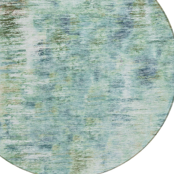 Homeroots 3' Inviting Green Gray And Purple Abstract Washable Indoor Outdoor Area Rug For Versatile Spaces 8' Round Polyester 587856