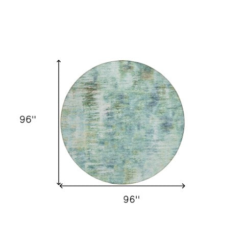 Homeroots 3' Inviting Green Gray And Purple Abstract Washable Indoor Outdoor Area Rug For Versatile Spaces 8' Round Polyester 587856