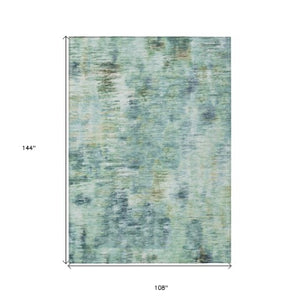 Homeroots 3' Inviting Green Gray And Purple Abstract Washable Indoor Outdoor Area Rug For Versatile Spaces 9' X 12' Polyester 587858