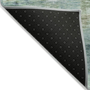 HomeRoots 9' Abstract Washable Area Rug in Teal, Blue, Green & Ivory – Durable, Stylish for Indoors & Outdoors 9' X 12' 587858