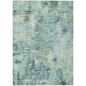 HomeRoots 5' Modern Abstract Indoor Outdoor Area Rug in Teal, Blue, Green & Ivory - Washable, Durable Design 10' X 14' 587859