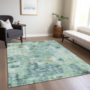 Homeroots 3' Inviting Green Gray And Purple Abstract Washable Indoor Outdoor Area Rug For Versatile Spaces 10' X 14' Polyester 587859