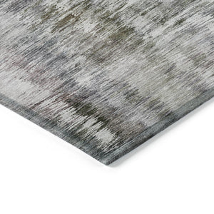 Homeroots 3' Inviting Green Gray And Purple Abstract Washable Indoor Outdoor Area Rug For Versatile Spaces 3' X 5' Polyester 587860
