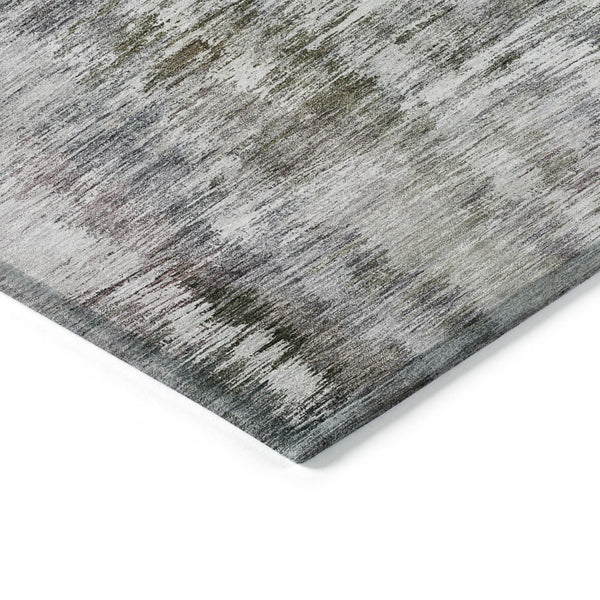 Homeroots 3' Inviting Green Gray And Purple Abstract Washable Indoor Outdoor Area Rug For Versatile Spaces 3' X 5' Polyester 587860