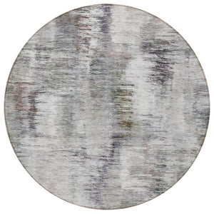 Homeroots 3' Inviting Green Gray And Purple Abstract Washable Indoor Outdoor Area Rug For Versatile Spaces 8' Round Polyester 587862