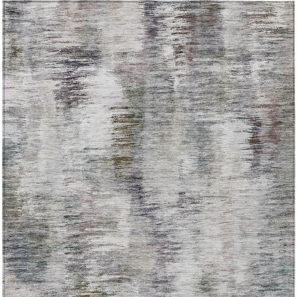Homeroots 3' Inviting Green Gray And Purple Abstract Washable Indoor Outdoor Area Rug For Versatile Spaces 8' X 10' Polyester 587863