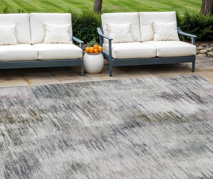 Homeroots 3' Inviting Green Gray And Purple Abstract Washable Indoor Outdoor Area Rug For Versatile Spaces 9' X 12' Polyester 587864