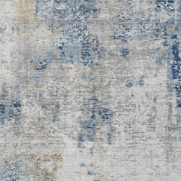 Homeroots 3' Denim Blue & Sky Blue Abstract Washable Area Rug For Indoor & Outdoor Spaces - Durable & Stylish 3' X 5' Polyester 587866