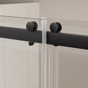 English Elm 56-60 in Frameless Bypass Tub Shower Door Soft Close Tempered Glass Brushed Nickel W1920P385333