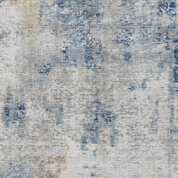 Homeroots 3' Denim Blue & Sky Blue Abstract Washable Area Rug For Indoor & Outdoor Spaces - Durable & Stylish 8' X 10' Polyester 587869