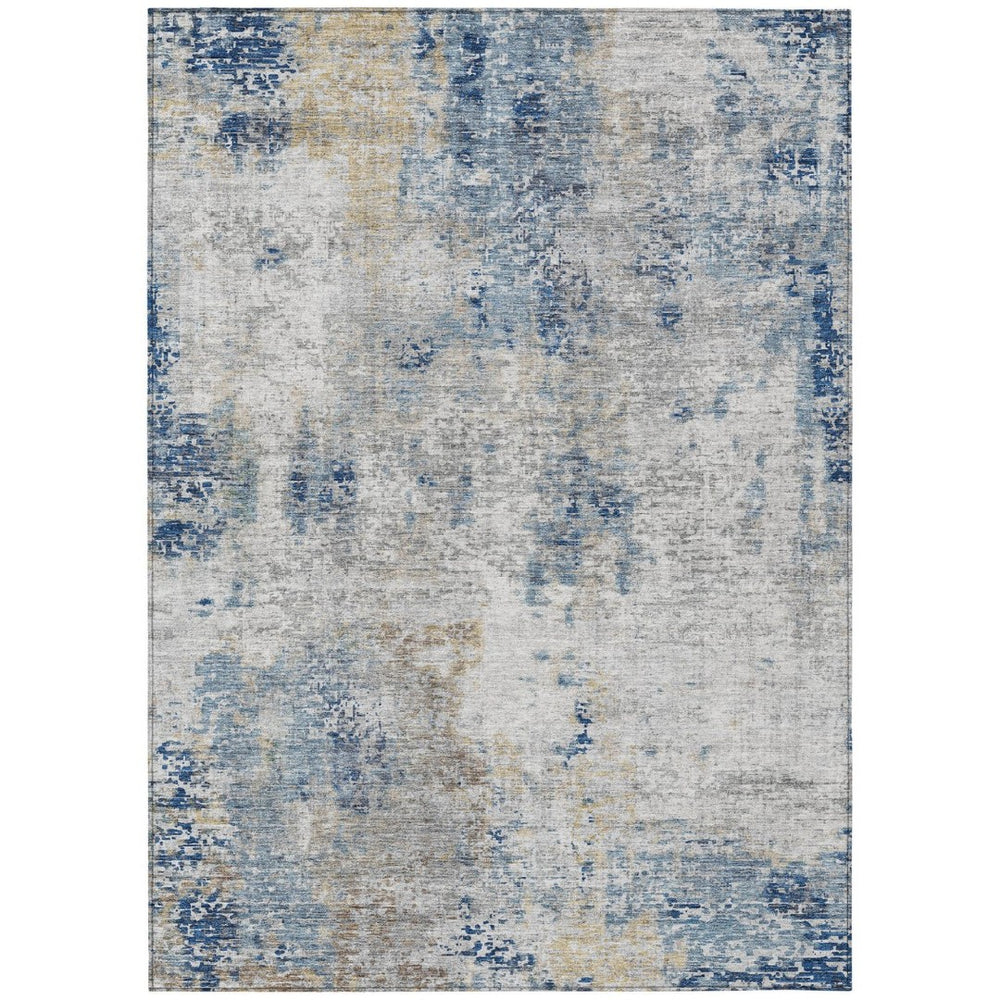 HomeRoots 9' Denim Blue & Sky Blue Abstract Washable Area Rug for Indoor & Outdoor Spaces - Durable Style! 9' X 12' 587870