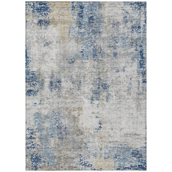 HomeRoots 5' Denim Blue and Sky Blue Abstract Area Rug - Modern, Washable, Durable for Indoor and Outdoor Use 10' X 14' 587871