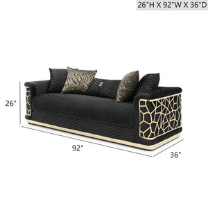 English Elm Talia Sofa with Kiln-Dried Hardwood Frame, Patterned Accents & Gloss Brass Trim for Modern Living Room Black 35 L x 26 W x 92 H B078P301559