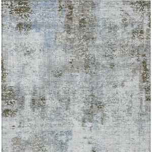 Homeroots 3' Denim Blue & Sky Blue Abstract Washable Area Rug For Indoor & Outdoor Spaces - Durable & Stylish 5' X 8' Polyester 587873