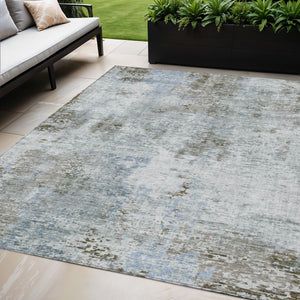 Homeroots 3' Denim Blue & Sky Blue Abstract Washable Area Rug For Indoor & Outdoor Spaces - Durable & Stylish 5' X 8' Polyester 587873