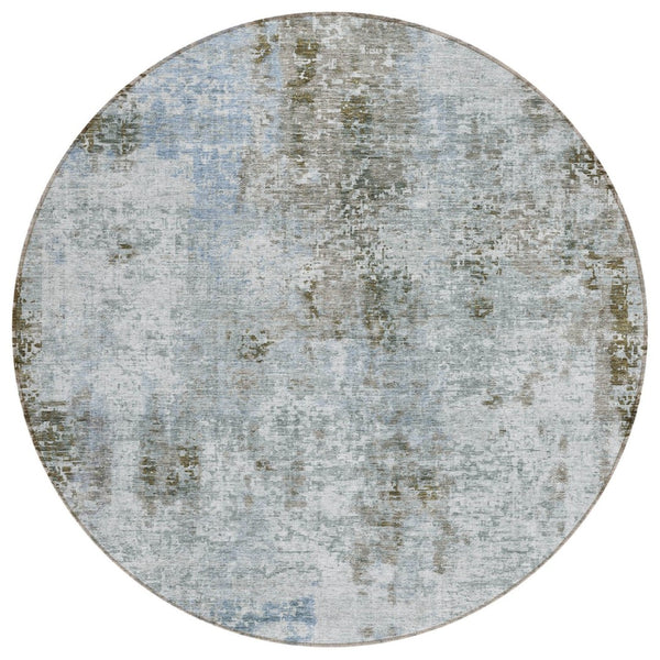 HomeRoots 5' Abstract Washable Indoor Outdoor Area Rug in Brown, Taupe & Gray - Stylish & Durable Design 8' Round 587874