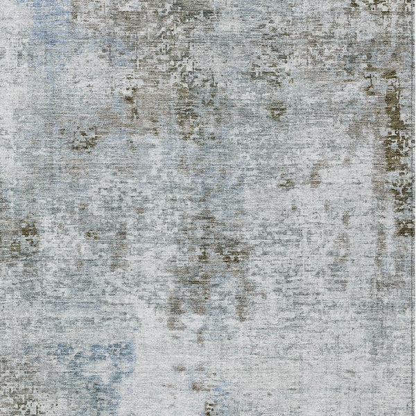 Homeroots 3' Denim Blue & Sky Blue Abstract Washable Area Rug For Indoor & Outdoor Spaces - Durable & Stylish 8' X 10' Polyester 587875