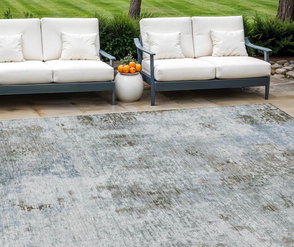 HomeRoots 9' Brown Taupe and Gray Abstract Washable Area Rug for Indoor and Outdoor Spaces – Stylish & Durable 9' X 12' 587876