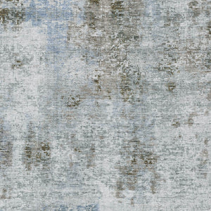 Homeroots 3' Denim Blue & Sky Blue Abstract Washable Area Rug For Indoor & Outdoor Spaces - Durable & Stylish 9' X 12' Polyester 587876