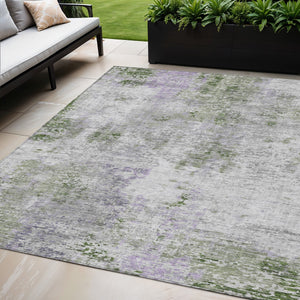 Homeroots 3' Denim Blue & Sky Blue Abstract Washable Area Rug For Indoor & Outdoor Spaces - Durable & Stylish 5' X 8' Polyester 587879
