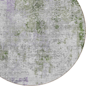 Homeroots 3' Denim Blue & Sky Blue Abstract Washable Area Rug For Indoor & Outdoor Spaces - Durable & Stylish 8' Round Polyester 587880