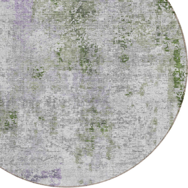 Homeroots 3' Denim Blue & Sky Blue Abstract Washable Area Rug For Indoor & Outdoor Spaces - Durable & Stylish 8' Round Polyester 587880