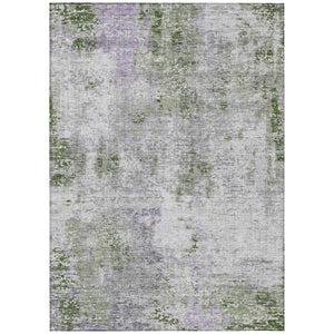 HomeRoots 5' Olive Green and Gray Abstract Washable Area Rug - Modern, Durable, Indoor-Outdoor Style for All Spaces 8' X 10' 587881