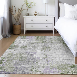 Homeroots 3' Denim Blue & Sky Blue Abstract Washable Area Rug For Indoor & Outdoor Spaces - Durable & Stylish 8' X 10' Polyester 587881