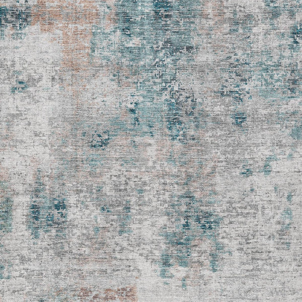 Homeroots 3' Denim Blue & Sky Blue Abstract Washable Area Rug For Indoor & Outdoor Spaces - Durable & Stylish 8' X 10' Polyester 587887