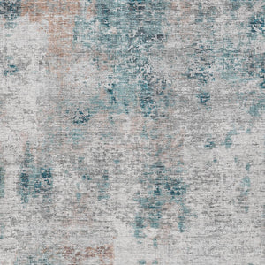 Homeroots 3' Denim Blue & Sky Blue Abstract Washable Area Rug For Indoor & Outdoor Spaces - Durable & Stylish 9' X 12' Polyester 587888