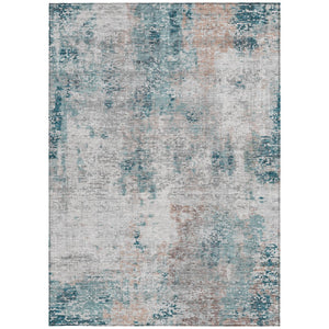Homeroots 3' Denim Blue & Sky Blue Abstract Washable Area Rug For Indoor & Outdoor Spaces - Durable & Stylish 10' X 14' Polyester 587889