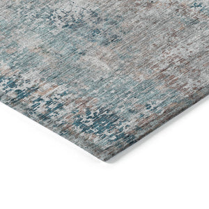 Homeroots 3' Denim Blue & Sky Blue Abstract Washable Area Rug For Indoor & Outdoor Spaces - Durable & Stylish 10' X 14' Polyester 587889