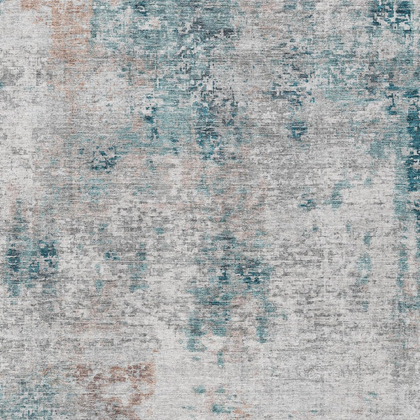 Homeroots 3' Denim Blue & Sky Blue Abstract Washable Area Rug For Indoor & Outdoor Spaces - Durable & Stylish 10' X 14' Polyester 587889