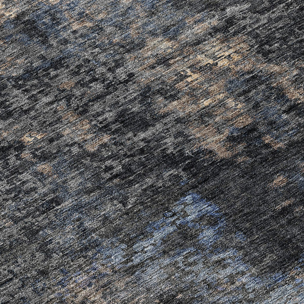 Homeroots 3' Charcoal Gray And Silver Abstract Washable Area Rug - Perfect For Indoor And Outdoor Spaces! 8' Round Polyester 587892