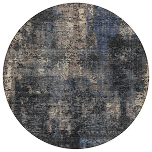 Homeroots 3' Charcoal Gray And Silver Abstract Washable Area Rug - Perfect For Indoor And Outdoor Spaces! 8' Round Polyester 587892
