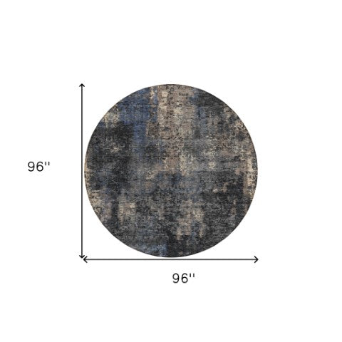 Homeroots 3' Charcoal Gray And Silver Abstract Washable Area Rug - Perfect For Indoor And Outdoor Spaces! 8' Round Polyester 587892
